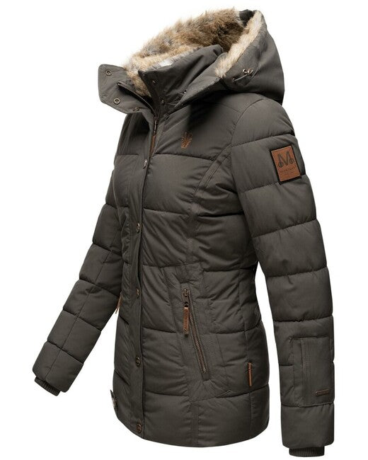 Marikoo Nekoo damen Winterjacke mit Kapuze, anthrazit
