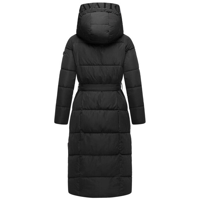 Navahoo EISBLICK damen langer Wintermantel, schwarz