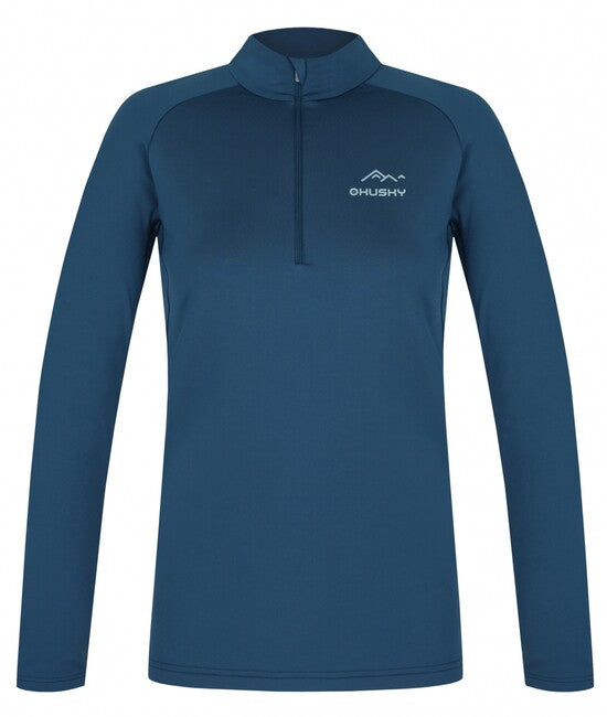 HUSKY Tromi Zip damen thermo-shirt mit reißverschluss, blau
