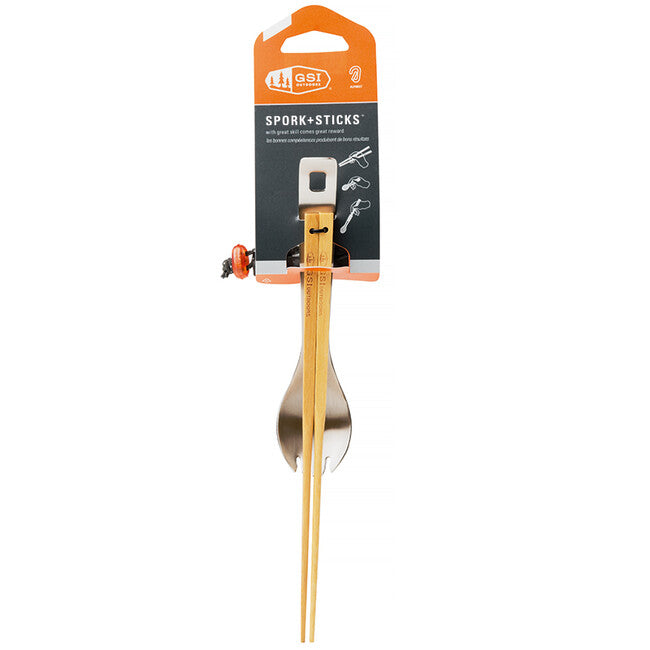 GSI Outdoors Glacier edelstahl spork mit holzstäbchen