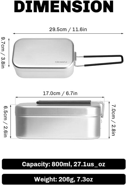 Fire Maple Aluminium lunchbox mit deckel 800 ml, frost