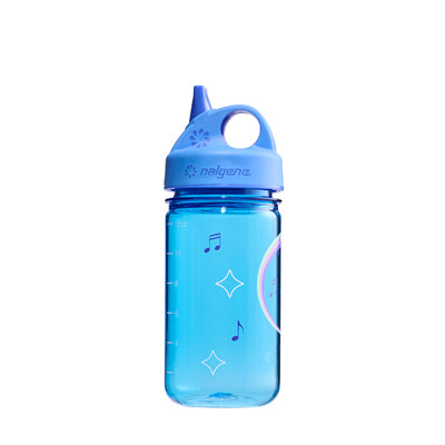 Nalgene Grip-n-Gulp Sustain 0,35 l mit deckel blau, musikalisches nilpferd