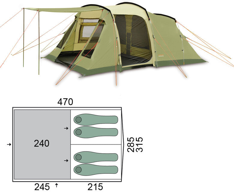 Pinguin Interval 4 Tent, Green