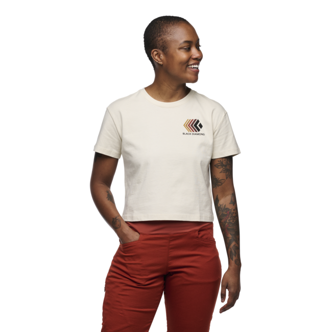 Black Diamond Faded damen-Crop-Kurzarm-T-shirt, Off-White