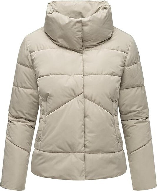 Marikoo Jalliaa damen kurze Winterjacke mit hohem Kragen, kieselgrau