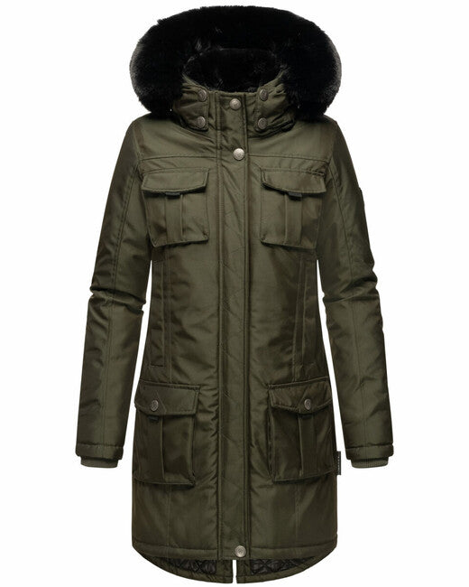 Navahoo Tiniis damen Winterjacke mit Kapuze dunkeloliv