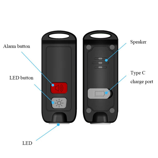 W&G SHIELD SOS Personal Alarm with LED Light and Activation Button, White