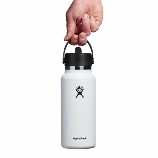 Hydro Flask Wide Thermos Bottle with Straw Cap 32 OZ 946 ml, White