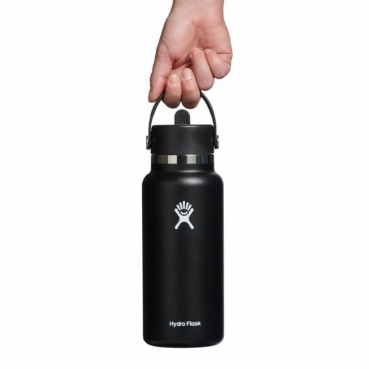 Hydro Flask Wide Flex Straw Cap Breite Thermosflasche mit Mundstück 32 OZ, schwarz