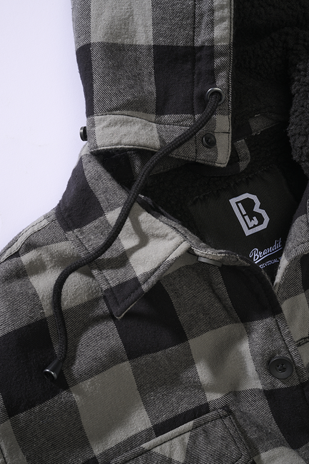 Brandit Lumber Jacke mit Kapuze, schwarz+charcoal