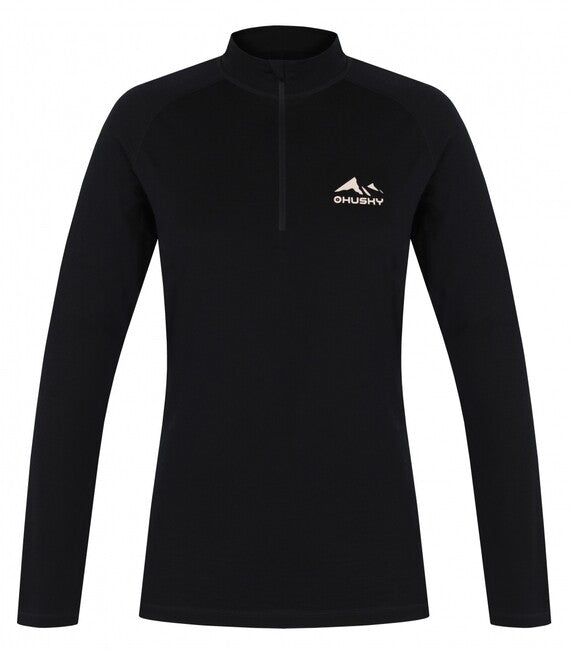 HUSKY Merow Zip damen thermo-shirt mit Reißverschluss, schwarz