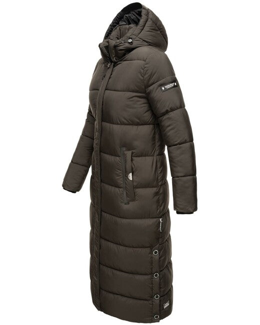 Navahoo Isalie damen lange Winterjacke mit Kapuze anthrazit