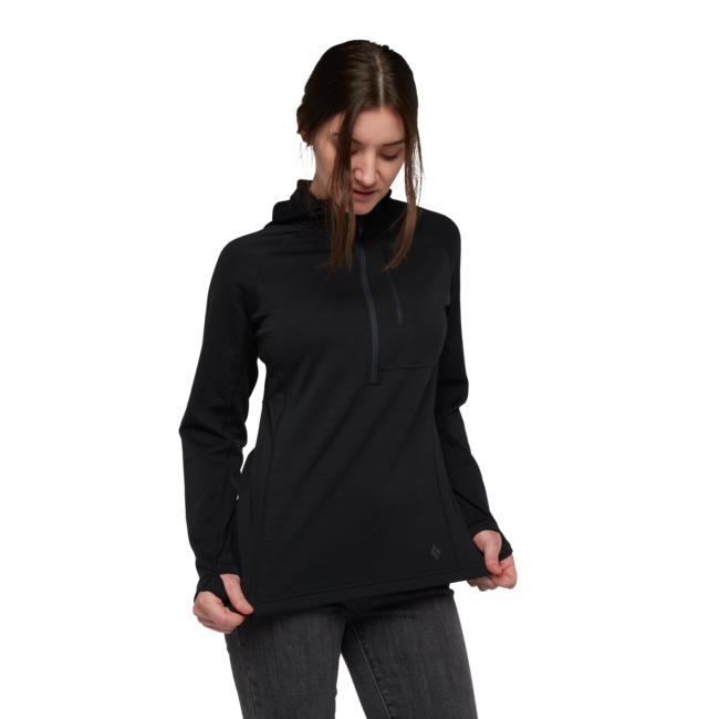 Black Diamond Coefficient damen-Sweatshirt mit Reißverschluss, schwarz