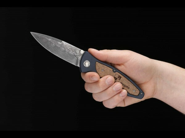 BÖKER Manufaktur Solingen Tirpitz-Damast taschenmesser 9,9 cm, damast, aluminium, nussbaum