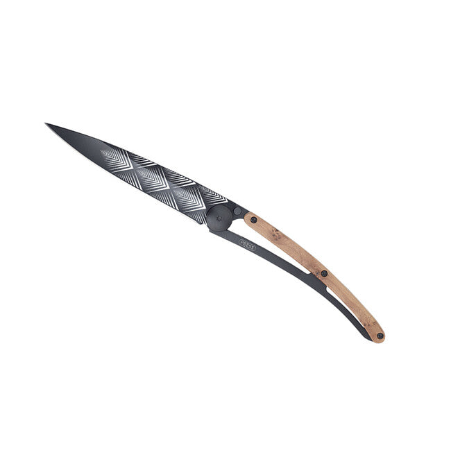 Deejo Tattoo Klappmesser schwarz Art Deco Design