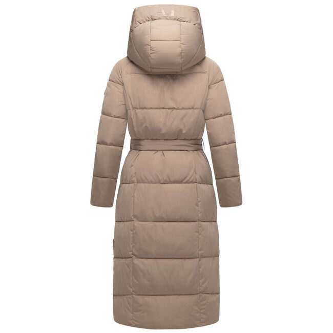 Navahoo Eisblick damen langer Wintermantel, taupe grau
