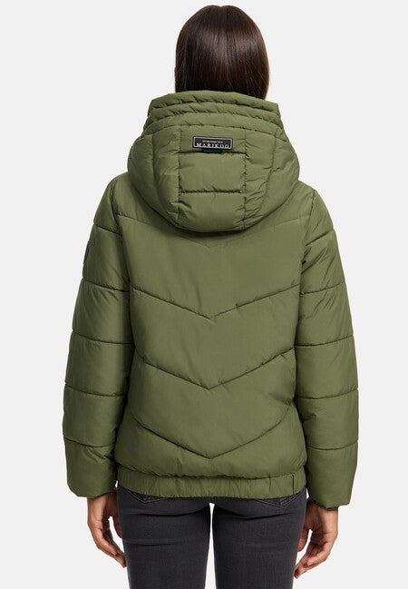 Marikoo Nayanaa damen kurze winterjacke mit kapuze, oliv