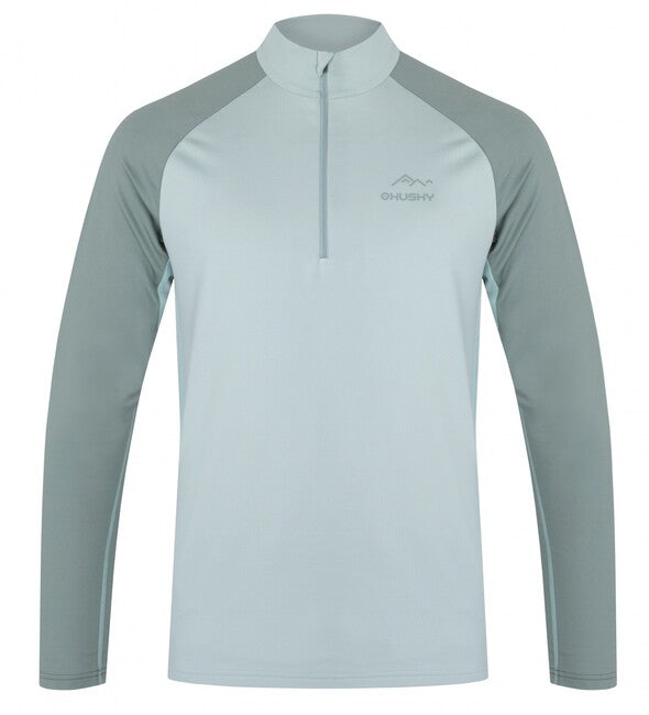HUSKY Tromi Zip herren thermoshirt mit reißverschluss, verblasstes grün