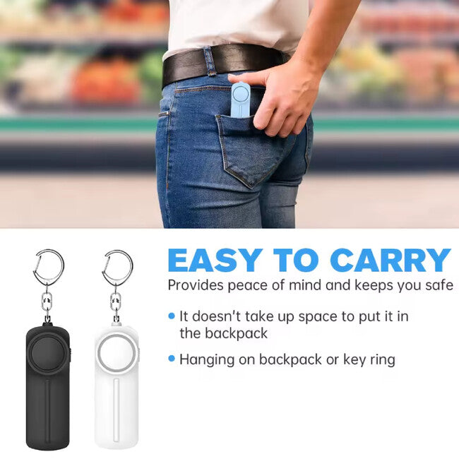 W&G SHIELD SOS Personal Alarm with LED Light and Pull Chain Trigger, Black
