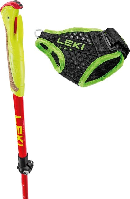 LEKI Trail Running Stöcke Ultratrail FX Junior, natur-carbon-hellrot-neongelb, 95 - 110 cm