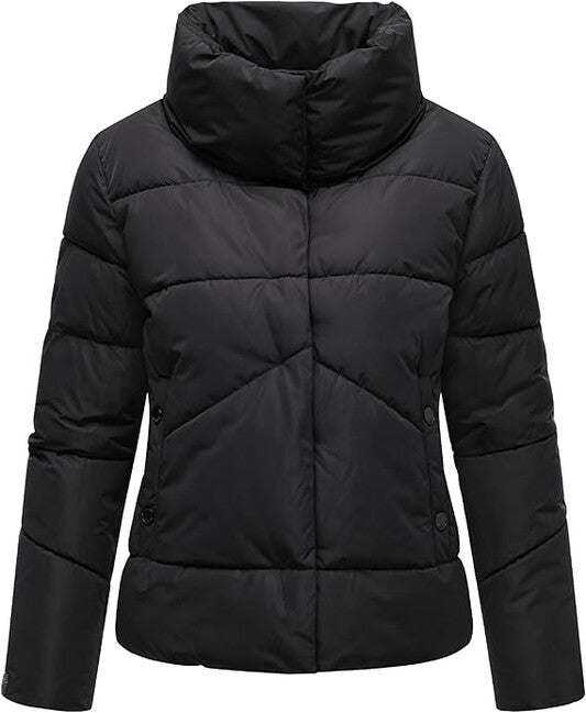 Marikoo Jalliaa damen kurze winterjacke mit hohem kragen, schwarz