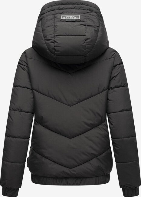Marikoo Nayanaa damen kurze winterjacke mit kapuze, schwarz