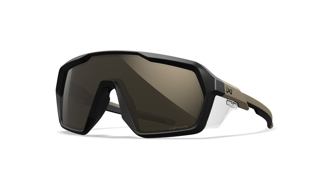 Wiley X Citadel Sunglasses, Captivate Tungsten Mirror/Matte Black/Tan