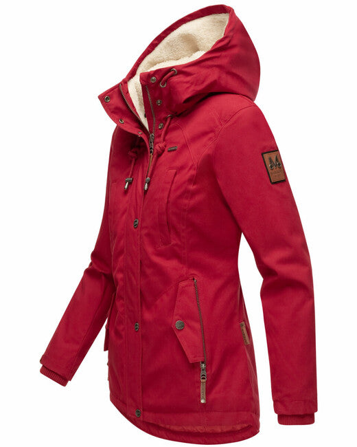Marikoo Bikoo damen Winterjacke mit Kapuze, dunkelrot