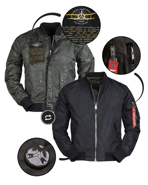 Mil-Tec US MA1 Bomber Jacket, Black