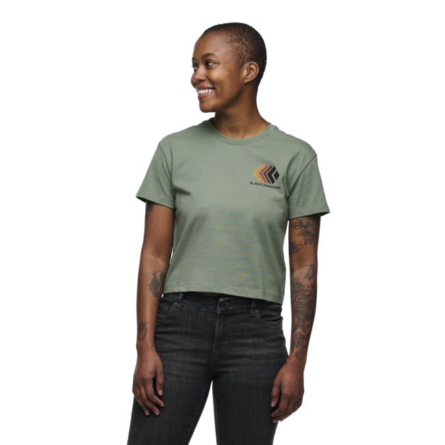 Black Diamond Faded damen-Crop-Kurzarm-T-shirt, lorbeergrün