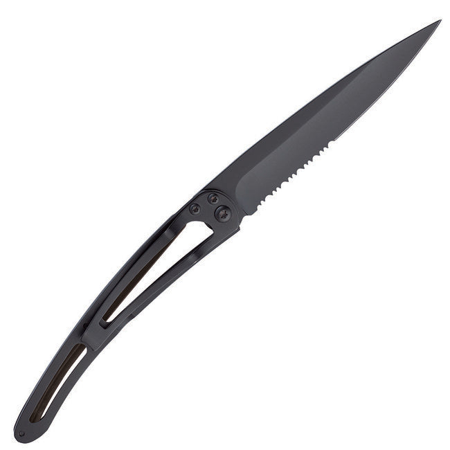 Deejo Serration schließmesser, black carbon