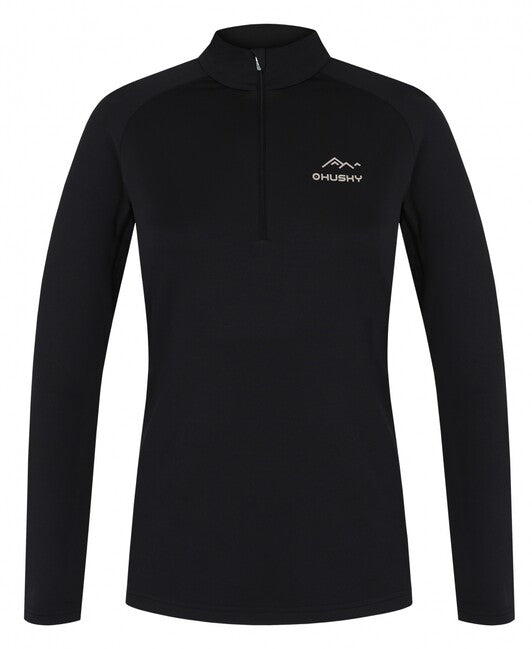 HUSKY Tromi Zip damen thermo-shirt mit reißverschluss, schwarz