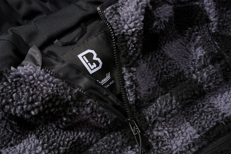 Brandit Teddyfleece Worker Fleecepullover, schwarz/grau