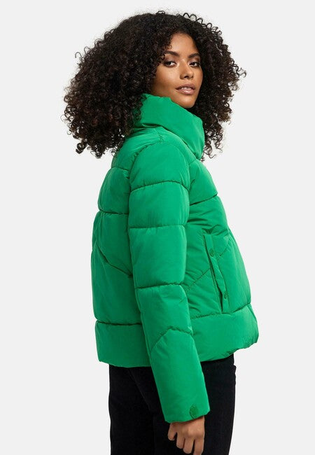 Marikoo Jalliaa damen kurze winterjacke mit hohem kragen, smaragdgrün