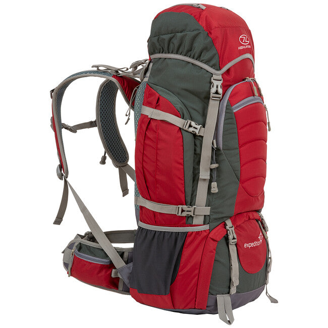 Highlander Expedition Backpack 65L, Red