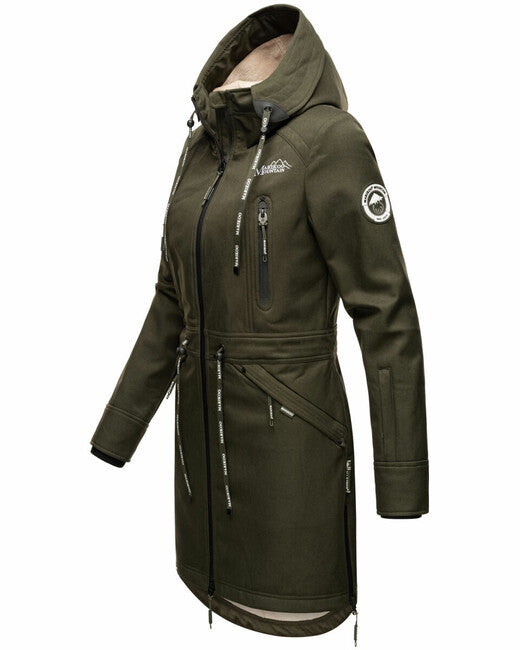 Marikoo Racquelle damen softshelljacke mit kapuze, oliv