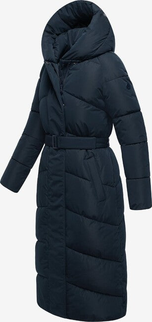 Navahoo EISBLICK damen langer Wintermantel, marineblau