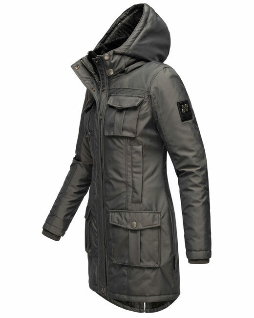 Navahoo Tiniis damen Winterjacke mit Kapuze, anthrazit