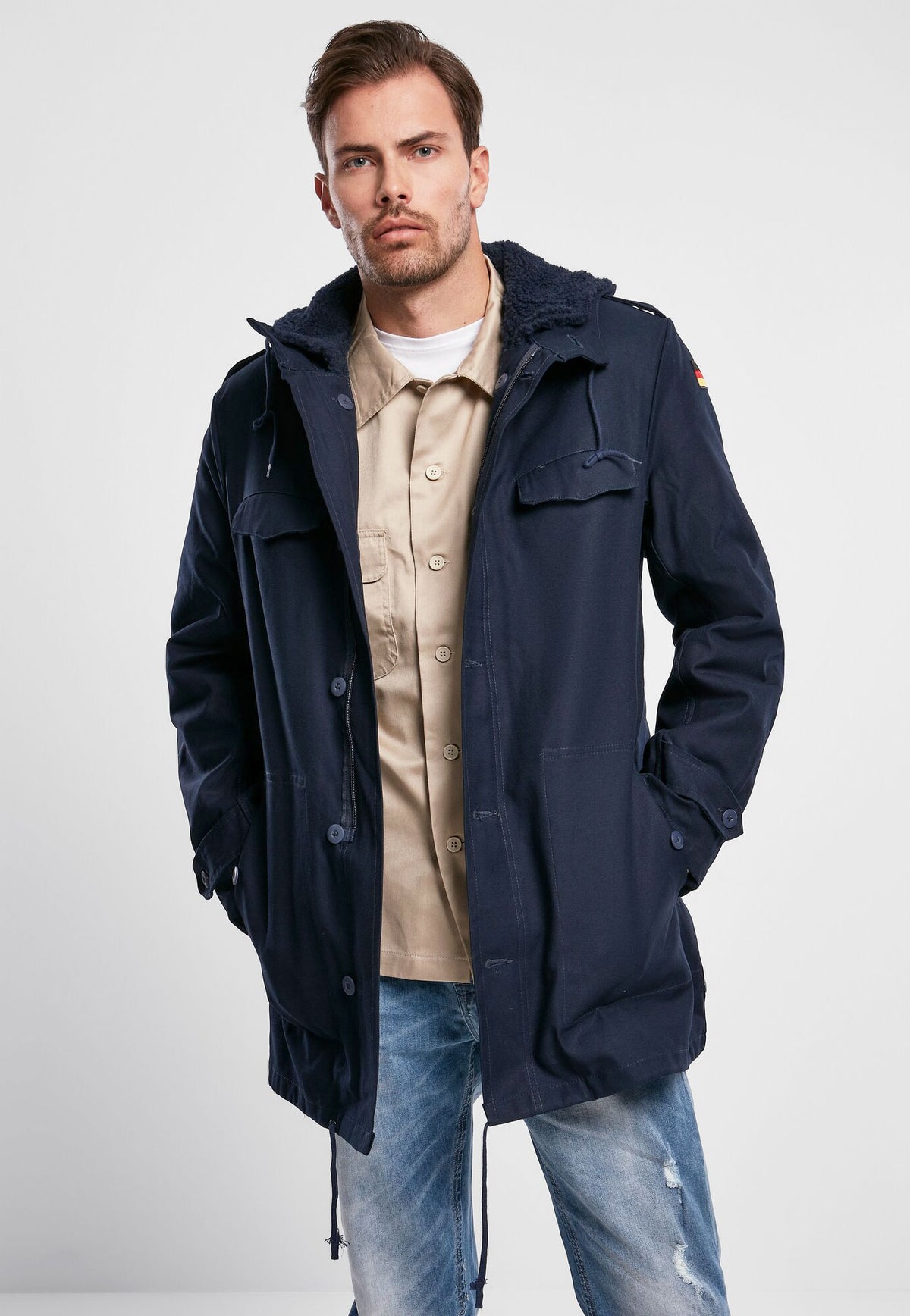 Brandit BW Parka s vlajkou, námornícka modrá