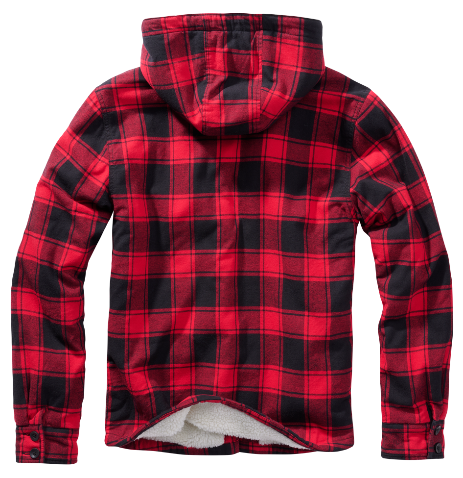 Brandit Lumberjacket bunda s kapucňou, červeno-čierna