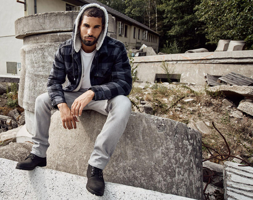 Brandit Lumberjacke mit kapuze, schwarz-grau