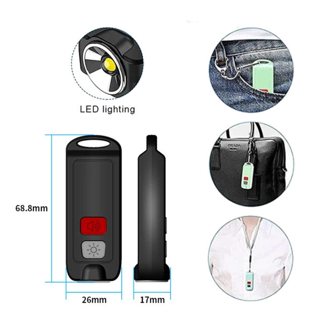 W&G SHIELD SOS Personal Alarm with LED Light and Activation Button, Navy Blue