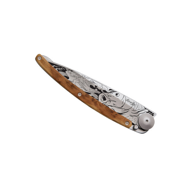 Deejo Tattoo Wood Carp Folding Knife