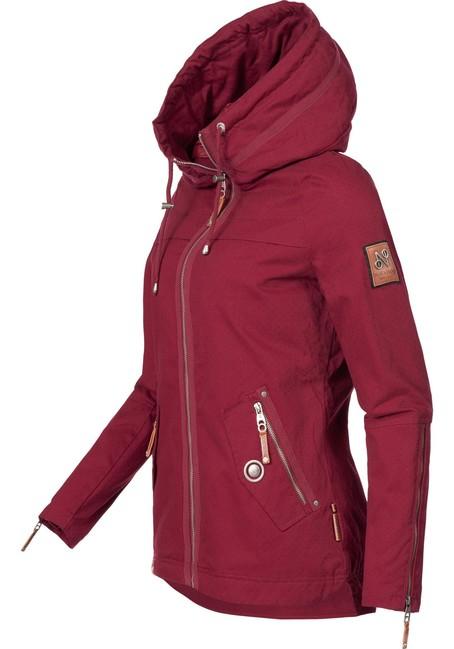 Navahoo Wekoo damen Übergangsjacke mit Kapuze, bordeaux gepunktet
