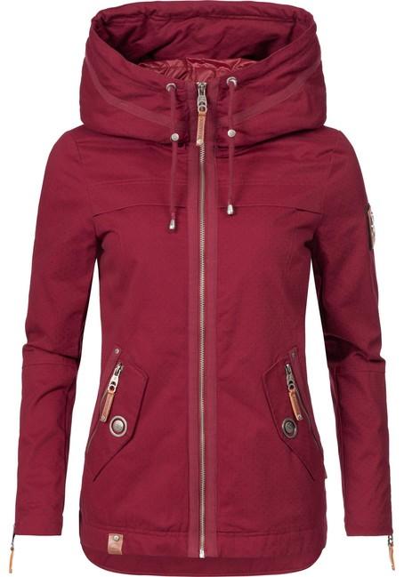 Navahoo Wekoo damen Übergangsjacke mit Kapuze, bordeaux gepunktet