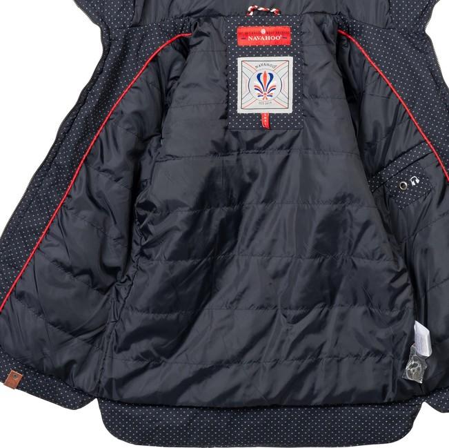 Navahoo Wekoo damen Übergangsjacke mit Kapuze, Navy gepunktet