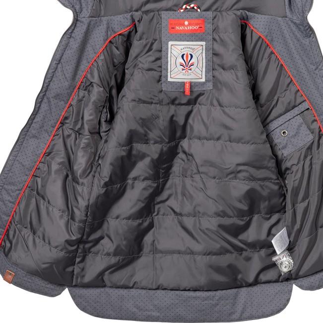 Navahoo Wekoo damen Übergangsjacke mit Kapuze, dunkelgrau gepunktet