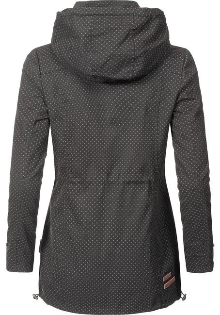 Marikoo Nyokoo damen-Übergangsjacke mit kapuze, schwarz gepunktet