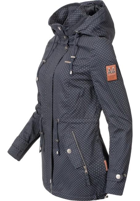Marikoo Nyokoo gepunktet damen-Übergangsjacke mit Kapuze, Navy