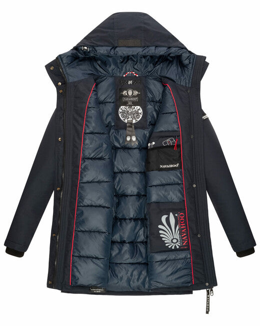 Navahoo Blizzardstorm damen Winterjacke mit Kapuze, marineblau